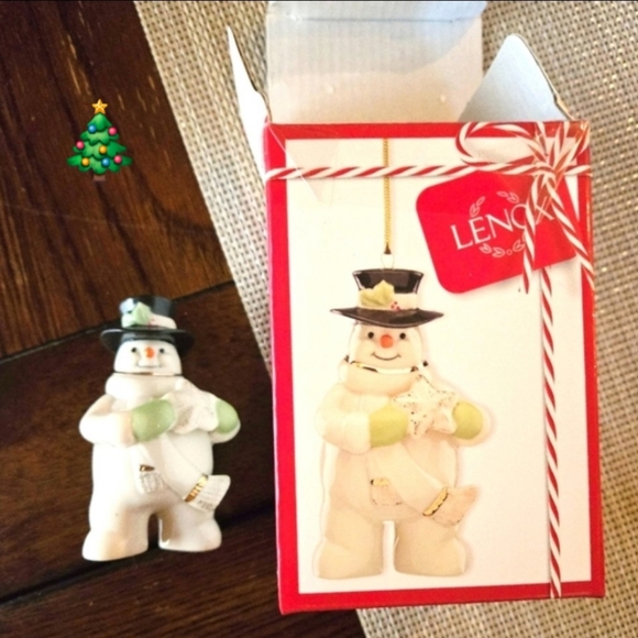 Set 3 Ornamenti Natalizi Lenox Holiday Cheer – Pupazzo Di Neve, Babbo Natale E Angelo In Porcellana Con Oro 24K